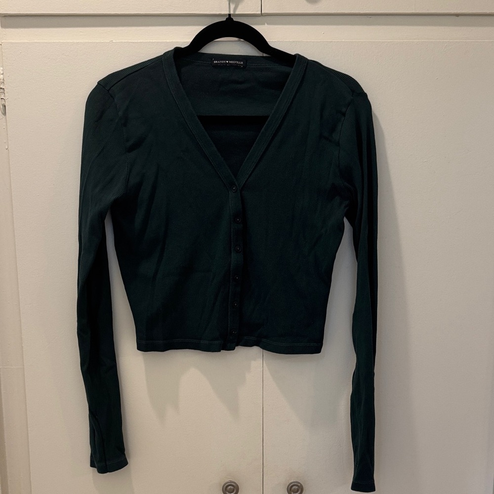 Brandy Melville Dark Green Button-Up Cardigan